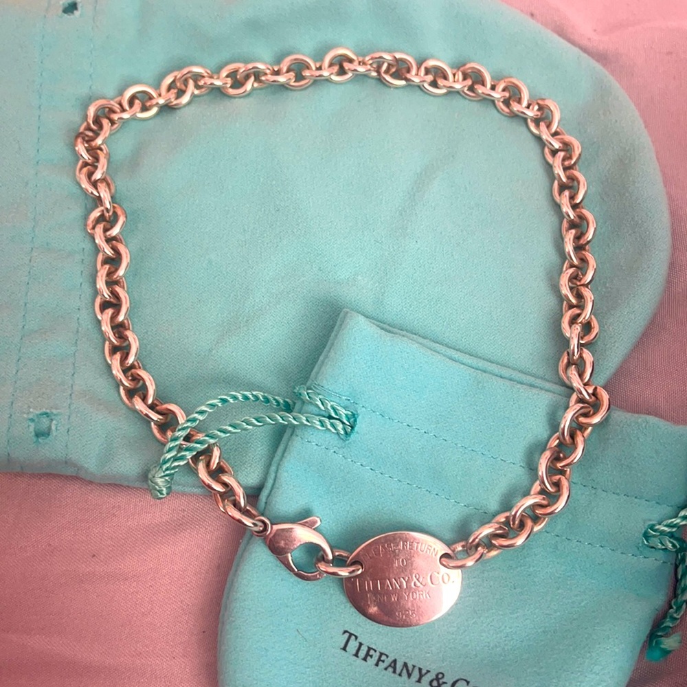 Tiffany & Co. Silver Chain Necklace with Oval Tag